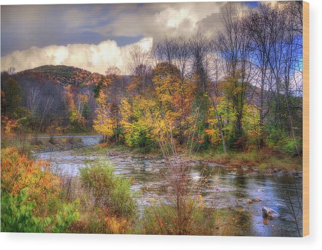 Autumn Wood Print featuring the photograph Autumn River in Vermont by Joann Vitali