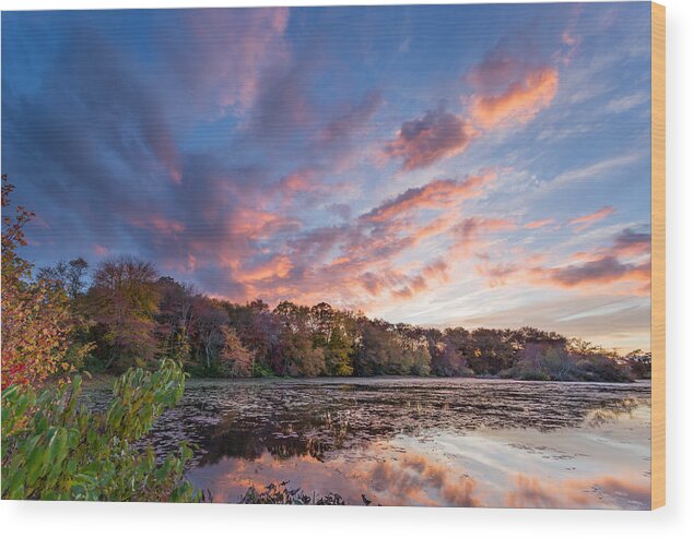New England Wood Print featuring the photograph Autumn Sunset by Bryan Bzdula