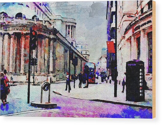 London Wood Print featuring the digital art Bank by Nicky Jameson