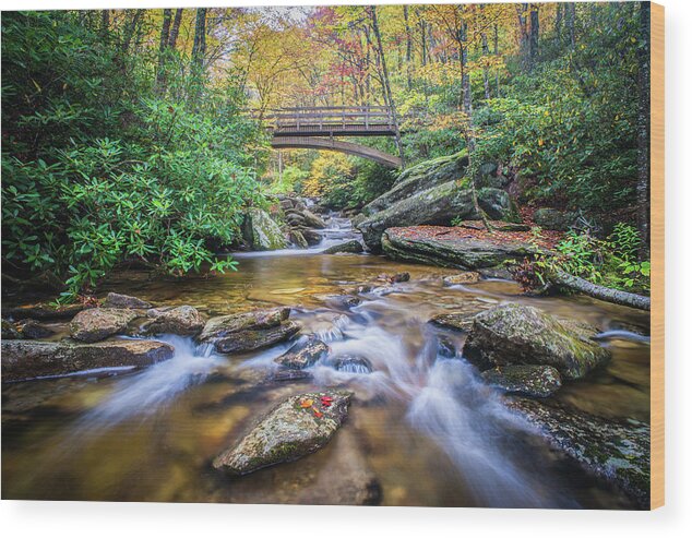 Water Wood Print featuring the photograph Blue Ridge Mountains NC Boone Fork Cascade by Robert Stephens
