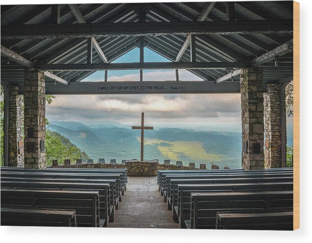 Church Wood Print featuring the photograph Blue Ridge Mountains NC SC A Joyful Refuge by Robert Stephens