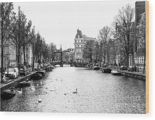 Canal Day In Amsterdam Wood Print featuring the photograph Canal Day in Amsterdam by John Rizzuto