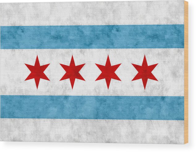 Chicago Wood Print featuring the mixed media City of Chicago Flag by Christopher Arndt