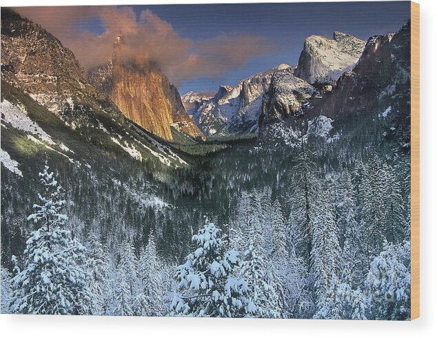Dave Welling Wood Print featuring the photograph Clearing Winter Storm El Capitan Yosemite National Park by Dave Welling