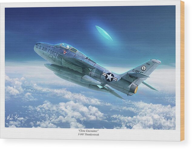 Aviation Art Print Wood Print featuring the painting Close Encounter by Mark Karvon