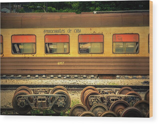 Architectural Photographer Wood Print featuring the photograph A Cuban Train by Lou Novick