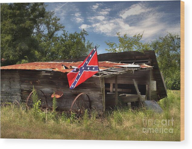 Confederate Flag Wood Print featuring the photograph Deep South Farm by Benanne Stiens