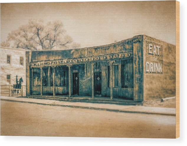 Old West Wood Print featuring the photograph Eat and Drink by Lou Novick
