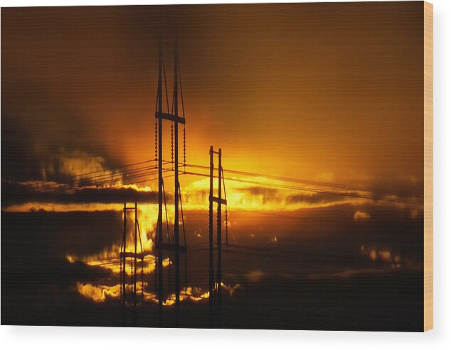 Sunsets Wood Print featuring the photograph Fiery Sunset by Michael DeBlanc
