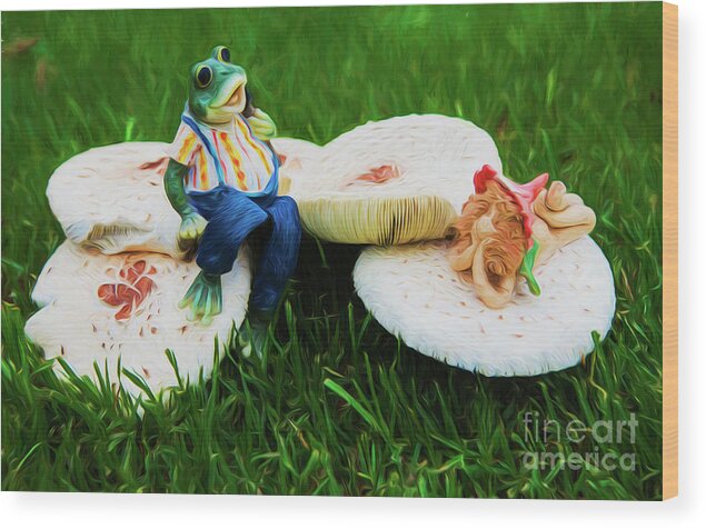 Frog Wood Print featuring the photograph Froggy and friend by Sheila Smart Fine Art Photography