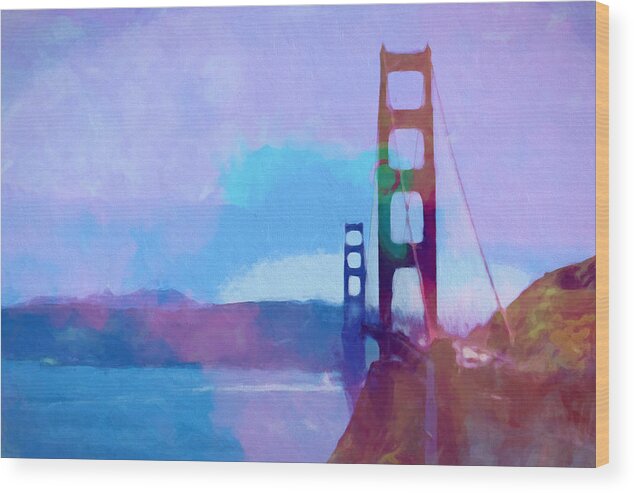 Golden Gate Bridge Wood Print featuring the painting Golden Gate Bridge by Lutz Baar