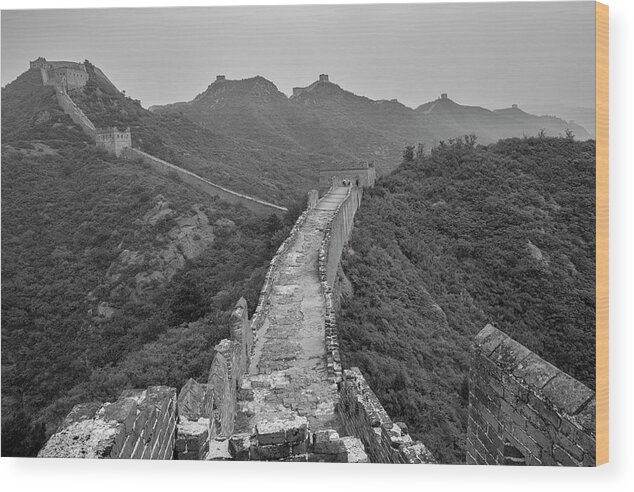 Jinshanling Wood Print featuring the photograph Great wall 6, Jinshanling, 2016 by Hitendra SINKAR