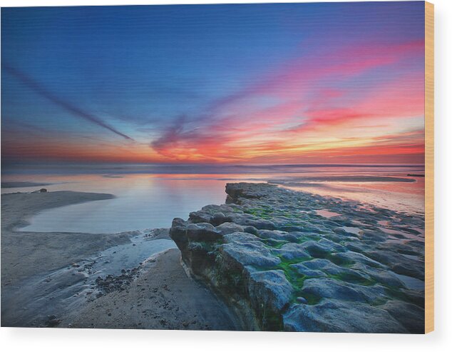 Sunset Wood Print featuring the photograph Heaven and Earth by Larry Marshall