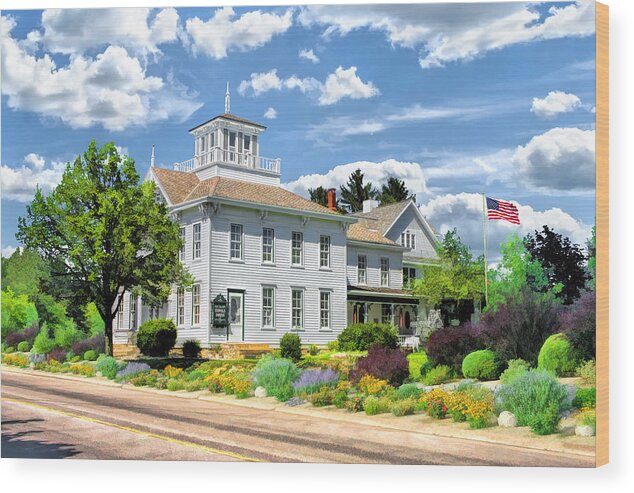 Door County Wood Print featuring the painting Historic Cupola House in Egg Harbor Door County by Christopher Arndt