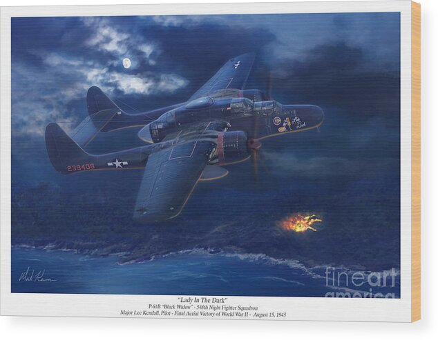 Aviation Art Wood Print featuring the painting Lady In The Dark by Mark Karvon