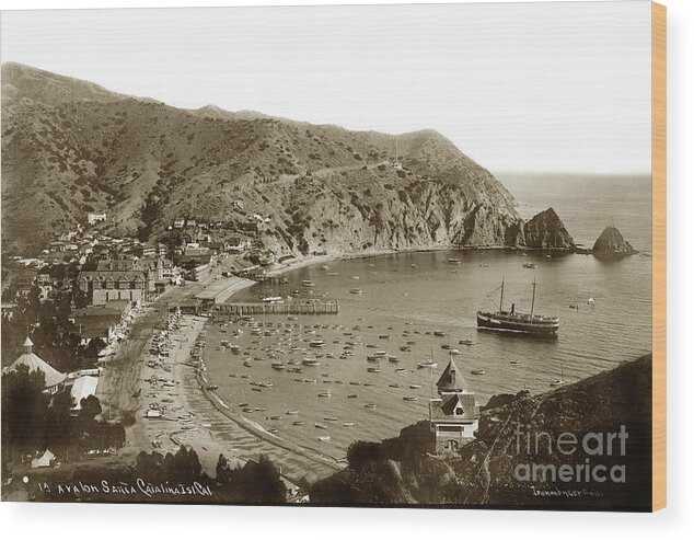  Ohio Wood Print featuring the photograph Looking over Holly Hill House Avalon Bay, on Catalina Island C 1895 by Monterey County Historical Society