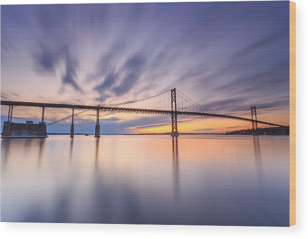 Mount Hope Bridge Wood Print featuring the photograph Mount Hope Sunset by Bryan Bzdula