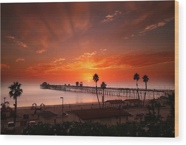  Sunset Wood Print featuring the photograph Oceanside Sunset 9 by Larry Marshall