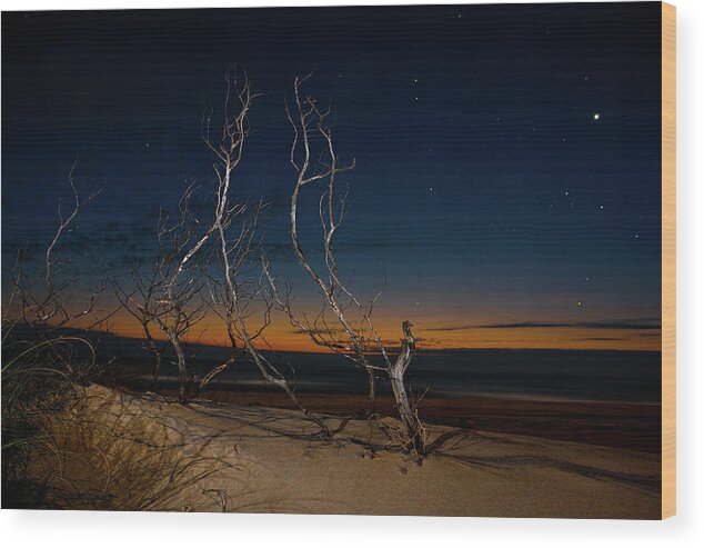 North Carolina Wood Print featuring the photograph Outer Banks Sunrise with Venus and Scorpio by Dan Carmichael