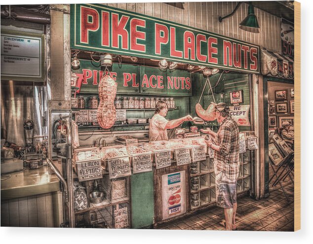 Seattle Wood Print featuring the photograph Pike Place Nuts by Spencer McDonald