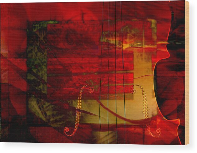 Abstract Wood Print featuring the digital art Red Strings by Art Di