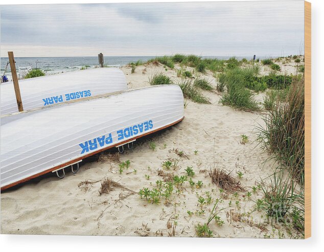 Seaside Park Wood Print featuring the photograph Seaside Park Lifeguard Boats by John Rizzuto