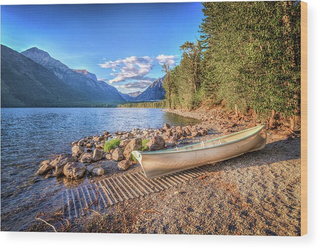Montana Wood Print featuring the photograph Shores of Lake McDonald by Spencer McDonald