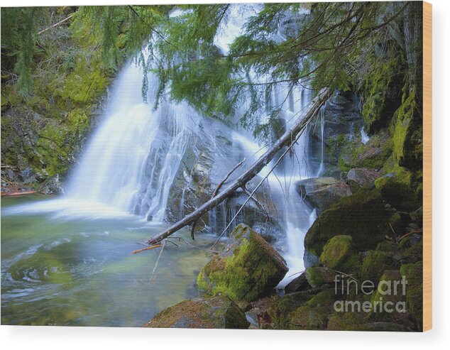 snow Creek Wood Print featuring the photograph Snow Creek Falls by Idaho Scenic Images Linda Lantzy