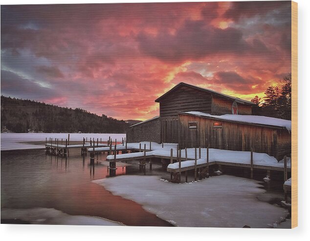 Nh Wood Print featuring the photograph Squam Lake Sunset by Robert Clifford