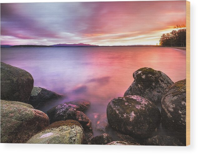 New Hampshire Wood Print featuring the photograph Sunrise on Lake Winnipesaukee by Robert Clifford