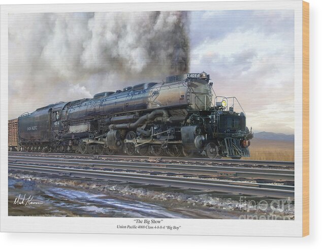 Railroad Art Wood Print featuring the painting The Big Show by Mark Karvon