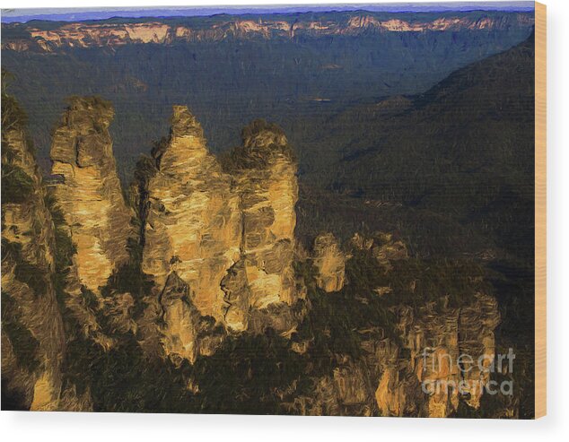 Three Sisters Wood Print featuring the photograph Three sisters, Echo Point by Sheila Smart Fine Art Photography