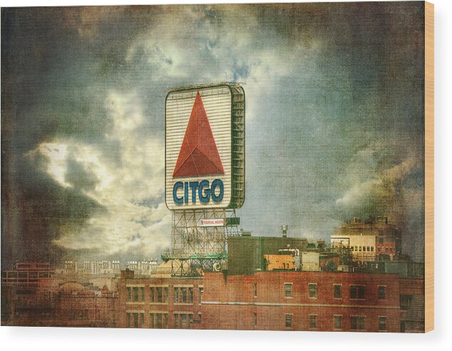 Boston Red Sox Wood Print featuring the photograph Vintage Kenmore Square CITGO Sign - Boston Red Sox by Joann Vitali