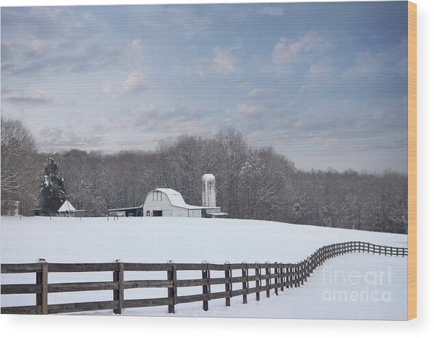 Farm Wood Print featuring the photograph Winding Fence Farm by Benanne Stiens