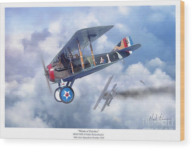 Aviation Art Wwi Wood Print featuring the painting Winds of October by Mark Karvon