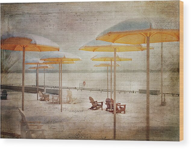 Toronto Wood Print featuring the digital art Yellow Parasols in Light by Nicky Jameson