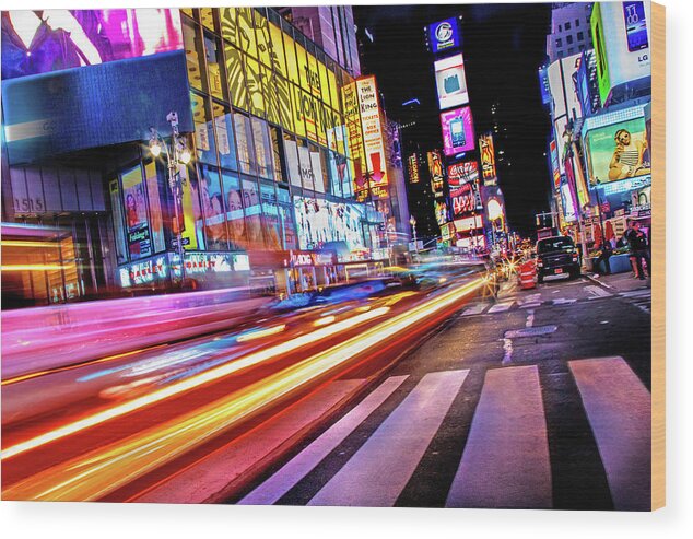 Times Square Wood Print featuring the photograph Zip by Az Jackson