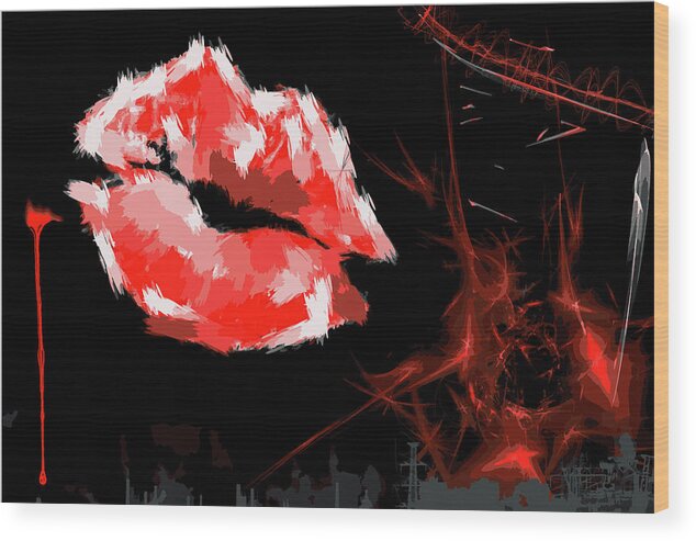 Art Wood Print featuring the digital art Kiss Of Fire /Wallpaper/Illustration by Aleksandrs Drozdovs