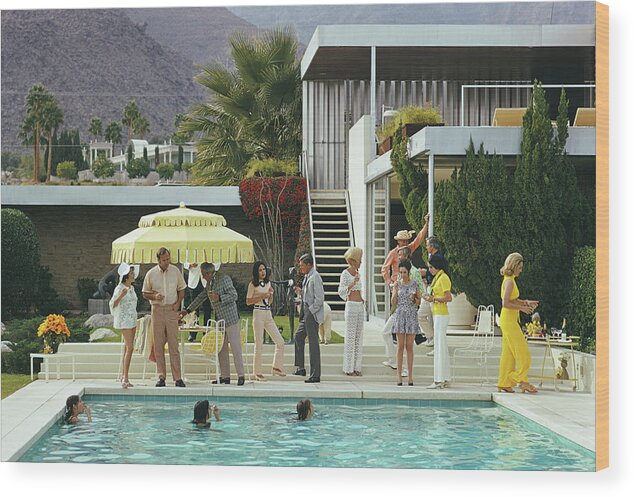 People Wood Print featuring the photograph Poolside Party by Slim Aarons