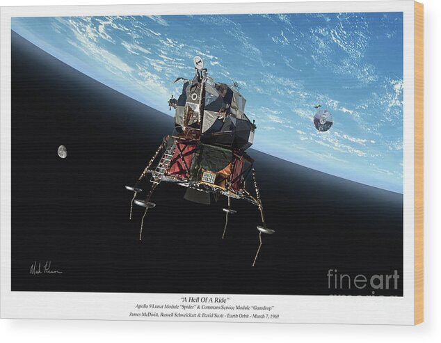 Apollo 9 Wood Print featuring the digital art A Hell Of A Ride by Mark Karvon