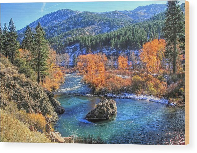 Truckee River Wood Print featuring the photograph Autumn Along the Truckee River by Donna Kennedy