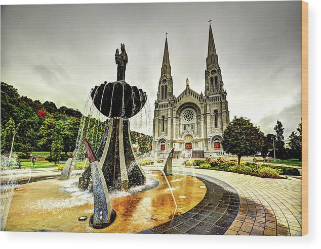 Basilica Of Sainte-anne-de-beaupré Wood Print featuring the digital art Basilica of Sainte Annede Beaupre by Rod Melotte