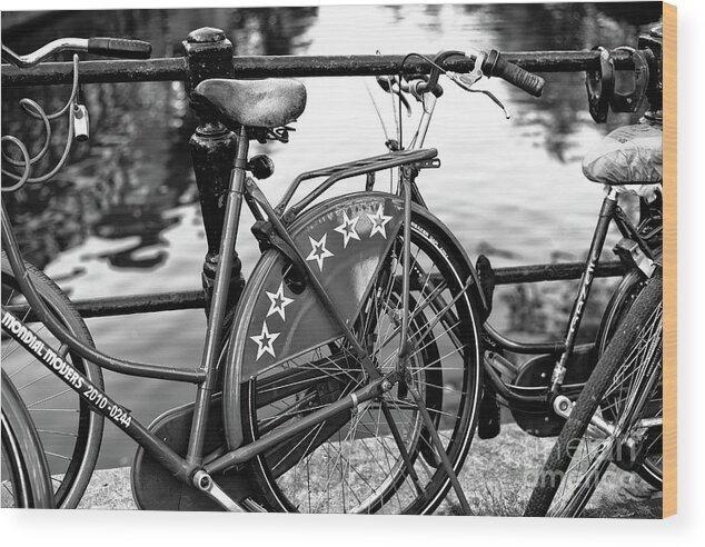 Bike Stars Wood Print featuring the photograph Bike Stars in Amsterdam by John Rizzuto