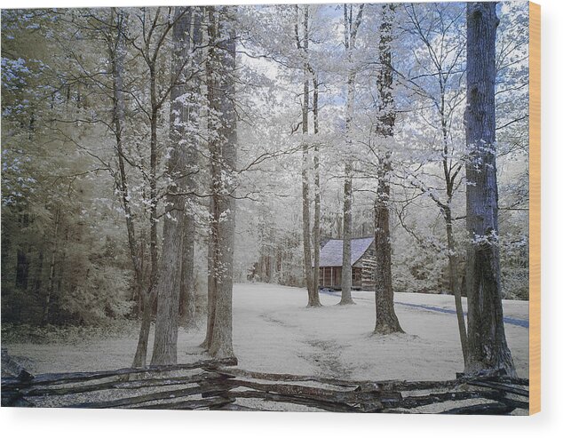Smoky Mountain National Park Wood Print featuring the photograph Cabin in the Smoky's II by Jon Glaser