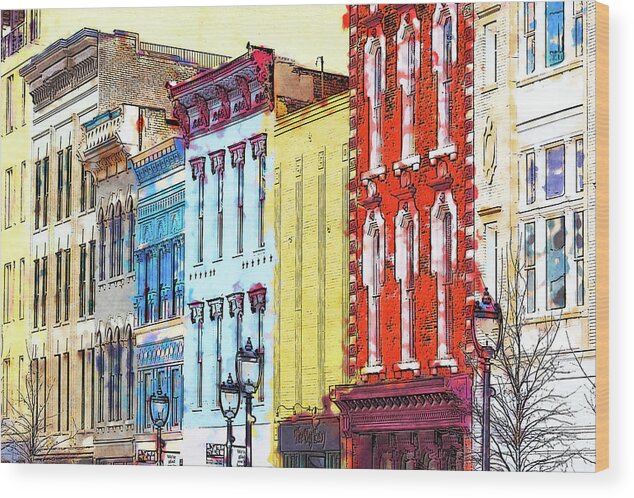 North Carolina Wood Print featuring the digital art Historic Downtown Raleigh North Carolina FX by Dan Carmichael
