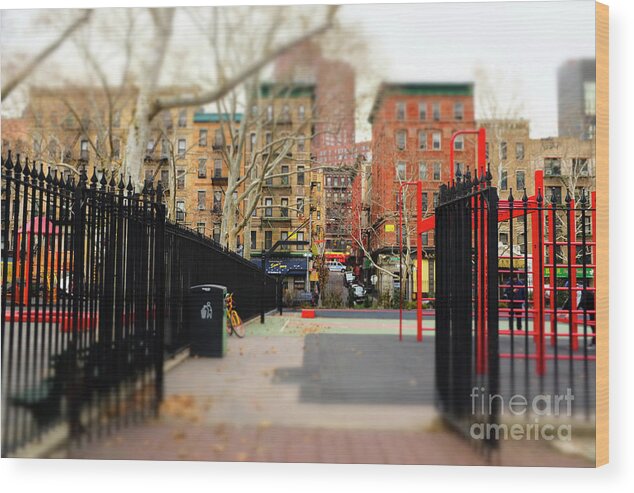 Into Columbus Park Wood Print featuring the photograph Into Columbus Park New York City by John Rizzuto