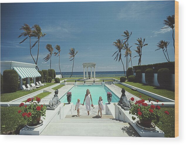 1980-1989 Wood Print featuring the photograph Neo-classical Pool by Slim Aarons