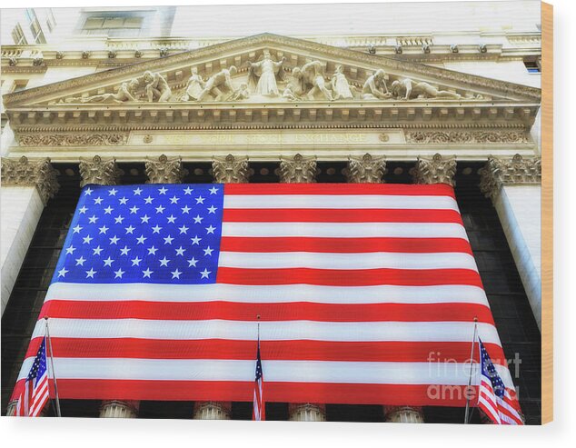 Glow Wood Print featuring the photograph New York Stock Exchange Glow by John Rizzuto