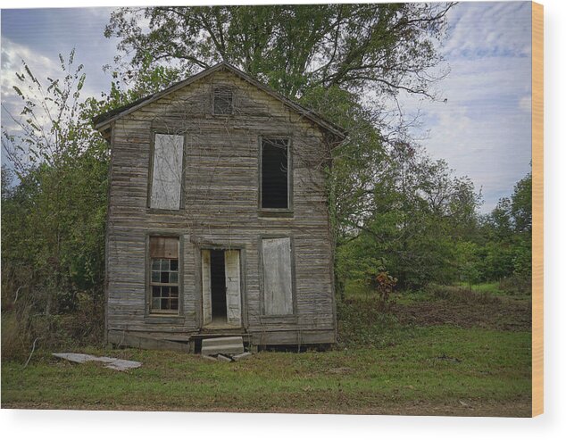 Masonic Wood Print featuring the photograph Old Masonic Lodge in Ruins by Kelly Gomez