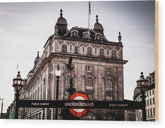 Picadilly Circus Wood Print featuring the photograph Picadilly Circus Underground - London by Georgia Clare
